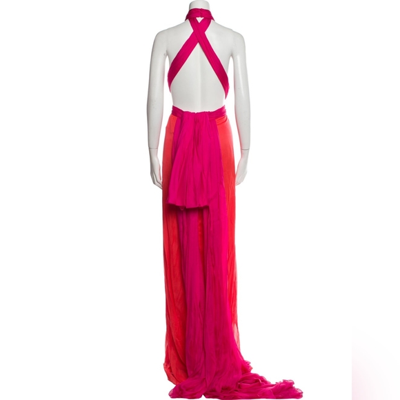 Brandon Maxwell Silk Evening Gown red with pink size 8 Fits a 6-12 - Picture 2 of 8